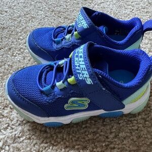 Skechers Kids Vibrant Blue and Lime Light-Up Sneakers